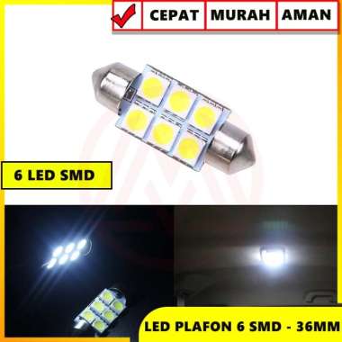 LAMPU LED KABIN / LED PLAFON 6 SMD 36MM 12V PUTIH