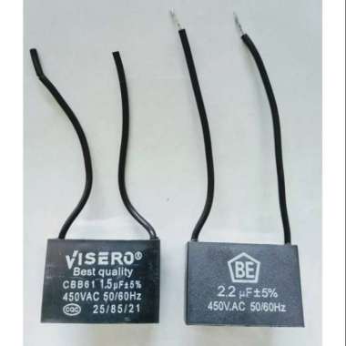 Kapasitor / Elco untuk kipas angin /Exhaust 1,5 uf /2,2 uf/2,5uf Merk Random 2.2 uf