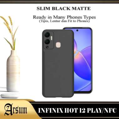 PROMO Case INFINIX HOT 12 PLAY , HOT 12 PLAY NFC Premium Slim Matte Macaron List Hitam Casing INFINI