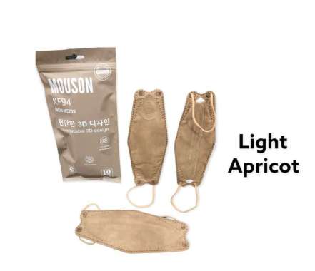 Isi 10 Pcs MOUSON Masker KF94 4PLY LIGHT APRICOT Protective Mask 4 LAPIS Earloop KF 94 4D Korea Evo