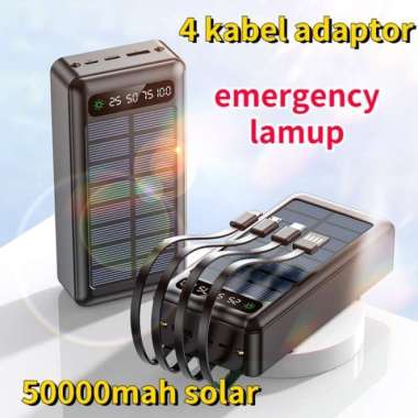 Powerbank Solar 50000mAh/ Power Bank Tenaga Surya Luar Ruangan - Putih 50000 mAh Hitam 50000 mAh
