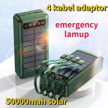 Powerbank Solar 50000mAh/ Power Bank Tenaga Surya Luar Ruangan - Putih 50000 mAh Hijau 50000 mAh