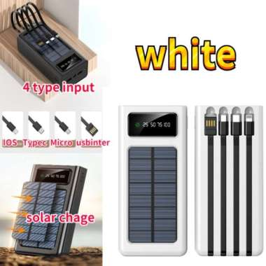 Powerbank Solar 50000mAh/ Power Bank Tenaga Surya Luar Ruangan - Putih 50000 mAh Putih 20000 mAh