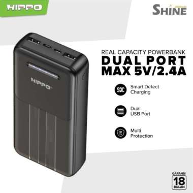 Hippo Power Bank SHINE 20000 mah Smart Detect Charging - Putih, Powerbank ONLY +Cubic Gen 2 Putih