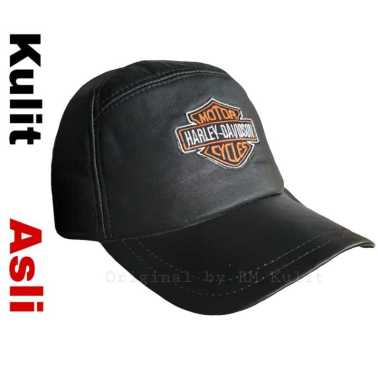 Topi Pria Topi Kulit Asli Garut Model Harley Classic Elegan Kasual Ori Hitam