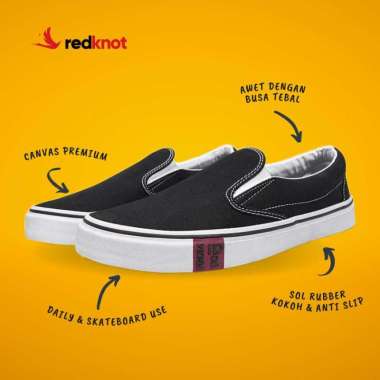 Redknot Triple Putih Sepatu Slip On Pria Murah 40 Hitam
