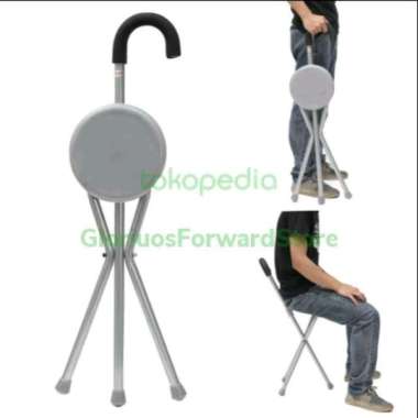 Tongkat Kursi Duduk Kaki 3 Alat Bantu Jalan Lansia