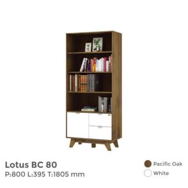 LEMARI FILE - BOOKCASE - LOTUS BC80 - URBINO FURNITURES PASIFIC-WHITE