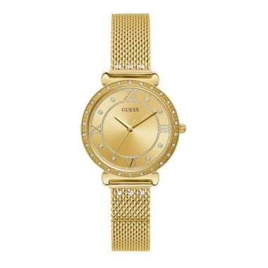 GUESS Jewel Crystal Gold Mesh Bracelet Original GW1289/L2 Jam Tangan Wanita