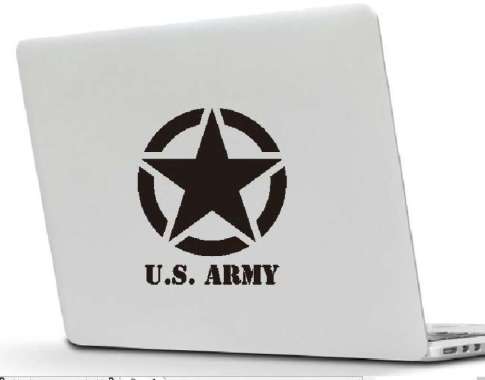 Stiker Laptop Motor Mobil US Army Logo Cutting Garskin Bintang Hiasan Hitam