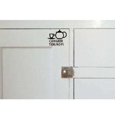 Stiker Nama Cabinet Rak Kitchen Set Sticker Dapur Cangkir Teh Kopi Tek Putih