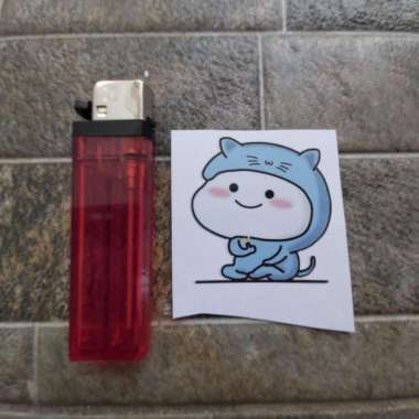 Stiker Vinyl Karakter Pentol Lucu Motor HP Sepeda Mobil Laptop Helm 8. baju biru