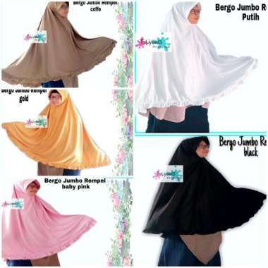 Bergo pet syari rempel jumbo besar / bergo jumbo / khimar jumbo