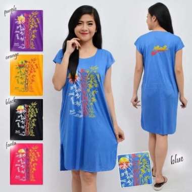 Daster Bambu Bali Kaos Long Dress Jumbo Fit to XL Midi