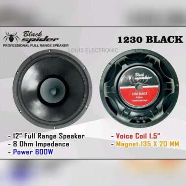 Speaker Woofer Black Spider 1230 Black 12 Inch ORI Full Range 600 Watt