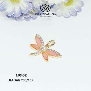 LIONTIN CAPUNG PINK EMAS KUNING KADAR 700/16K 1.95 GR