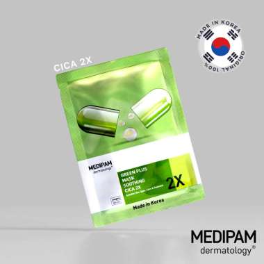 MEDIPAM Green Plus Sheet Mask - Masker Wajah Kecantikan Korea Cica Collagen Hyaluron ber BPOM Collag