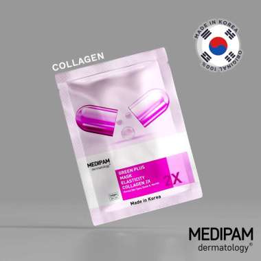 MEDIPAM Green Plus Sheet Mask - Masker Wajah Kecantikan Korea Cica Collagen Hyaluron ber BPOM CICA