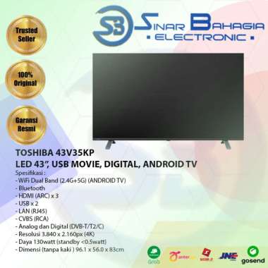 TOSHIBA 43V35KP LED 43 USB MOVIE DIGITAL ANDROID TV (NEW) (KHUSUS BANDUNG)