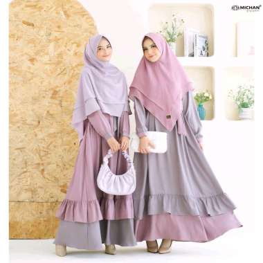 KIRANA BASIC MICHAN DRESS GAMIS POLOS SYARI SYAKILA TWO TONE ADEM L navy