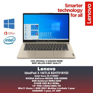 LENOVO IdeaPad 3 14ITL6 82H70181ID Ci5 1135G 8GB 512GB MX350 W11 OHS