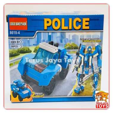 Mainan Edukasi Anak Block Mobil polisi Robot Transformer 8in1 4