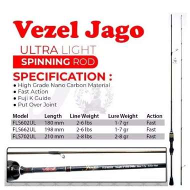Joran UL Vezel Jago 702 210 cm FLS702UL ring fuji