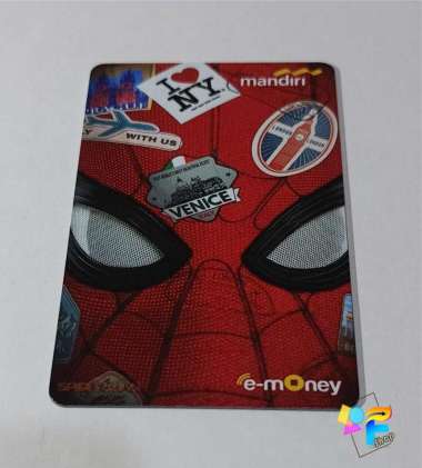 Kartu eMoney eToll Mandiri edisi Spiderman Far From Home - Custom Print Flazz BCA
