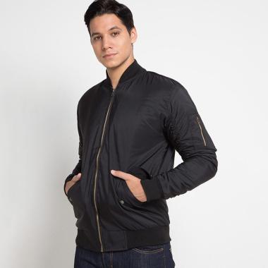 Cottonology Bomber Jaket Pria - Black XL BLACK