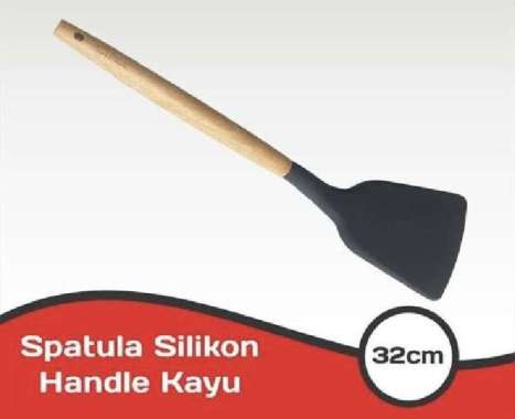Spatula Silikon / Spatula Silicone Gagang Kayu / Spatula Turner Hitam