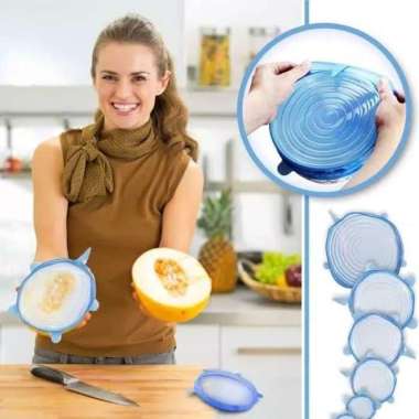 PENUTUP MAKANAN 6 IN 1 BAHAN SILIKON PENUTUP MANGKOK ANTI TUMPAH