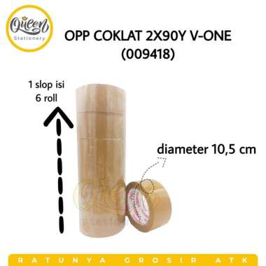 1 ROLL OPP 2X90Y V-ONE - LAKBAN ISOLASI BESAR COKLAT BENING PLASTIK COKLAT