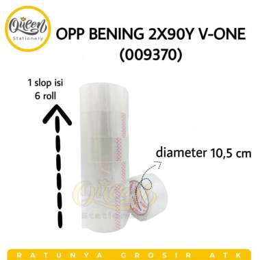 1 ROLL OPP 2X90Y V-ONE - LAKBAN ISOLASI BESAR COKLAT BENING PLASTIK BENING