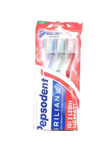 Sikat Gigi Pepsodent Brilian Soft isi 3 pcs