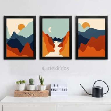 Hiasan Dinding Aesthetic Wall Decor Modern Simple Abstrak Minimalis Frame Hitam
