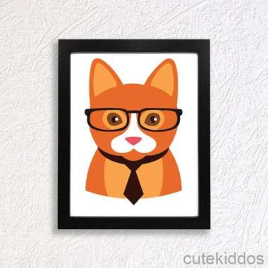 Poster Lucu Animal - Cat - Pigura Hiasan Dinding Frame Hitam