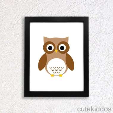 Poster Lucu Animal - Owl - Pigura Hiasan Dinding Frame Hitam