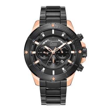 Jam Tangan Alexandre Christie / Alexander Pria Chronograph AC 6529 MC Original Black Rosegold