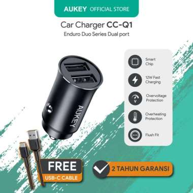 Charger Mobil Aukey CC-Q1 FREE Kabel Aukey USB A to C