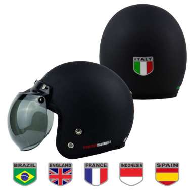 [Helm Dewasa] WTO Helm Retro Negara - Brasil - Inggris - Perancis - Indonesia - Italia - Spanyol Spa