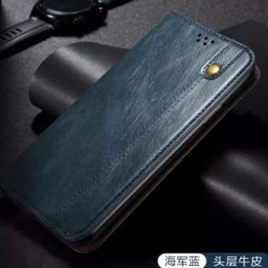 COVER CASE KULIT OPPO RENO 5F FLIP CASE DOMPET KULIT ORIGINAL Biru