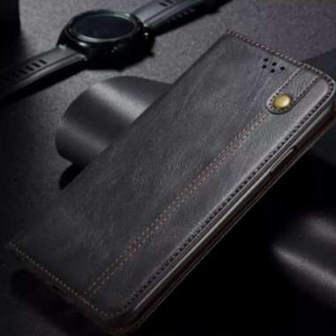 COVER CASE KULIT OPPO RENO 5F FLIP CASE DOMPET KULIT ORIGINAL Hitam