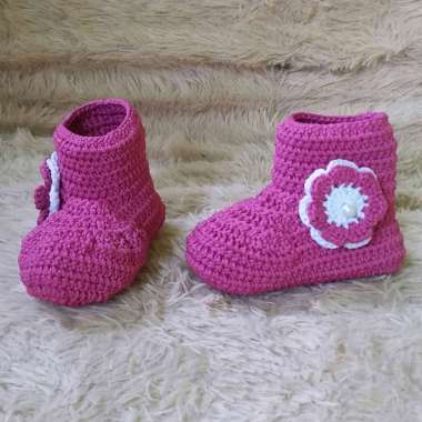 sepatu bayi perempuan rajut 9 bulan cantik lucu murah viral kekinian bisa custom warna dan model natural + mirabel 9