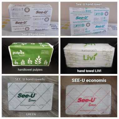 tisu tissu hand towel multifold see-u premium livi pulpies tissue wastafel see u red