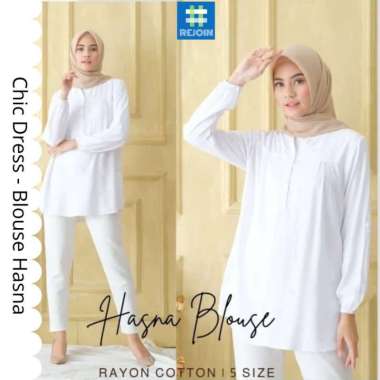 Gratis Ongkir Blus Baju Atasan Wanita Cewek Muslim Muslimah Modern Kerja Kuliah Hasn XL BROKEN WHITE