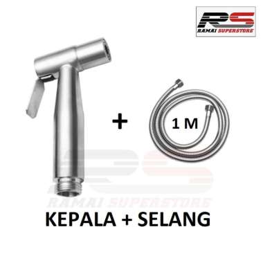 Toilet Jet Shower Stainless Bidet Closet Cebok Shower&Selang Silver
