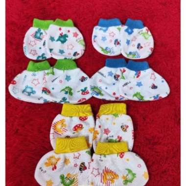 1 Lusin Sarung Tangan Warna, Dan Kaos Kaki Bayi Halus Warna Polos Motif Rib Sartaki stk STK Putih Ta