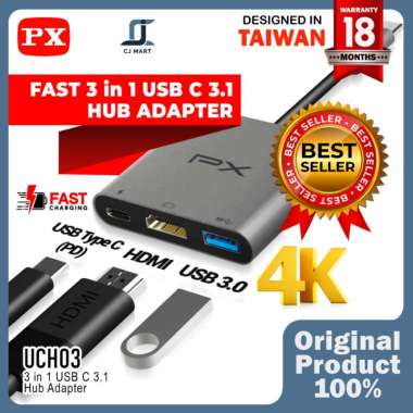 USB Hub Type C 3.1 to USB Converter Macbook Laptop 3 in 1 PX UCH03