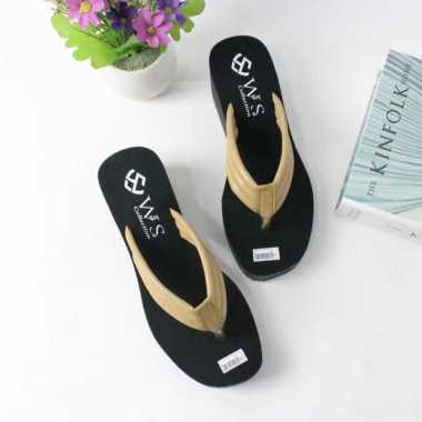 Sandal Wedges Jepit Wanita Terbaru 2022 36 cream
