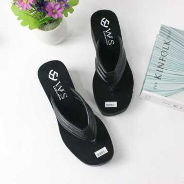 Sandal Wedges Jepit Wanita Terbaru 2022 39 hitam